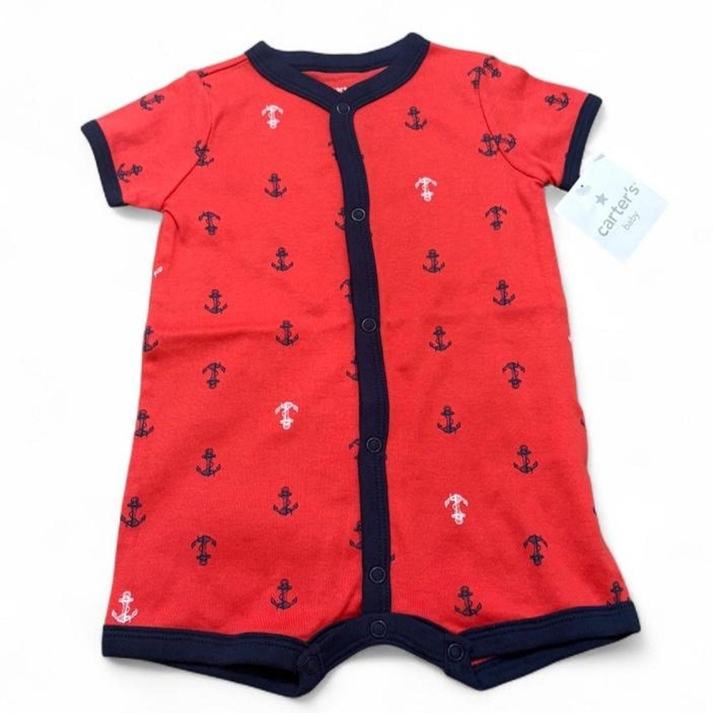 NWT Carter's Nautical Anchor Romper Coastal Summer Sailor Baby size 3 months